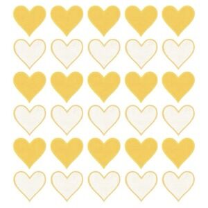 Heart Shaped Iron on Embroidered Patches Appliques Yellow 6.8x7cm 60pcs[O]